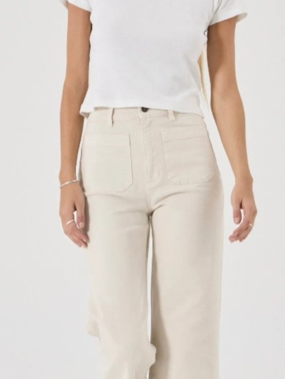 ROLLA'S Cream High-Rise Wide Leg Jeans